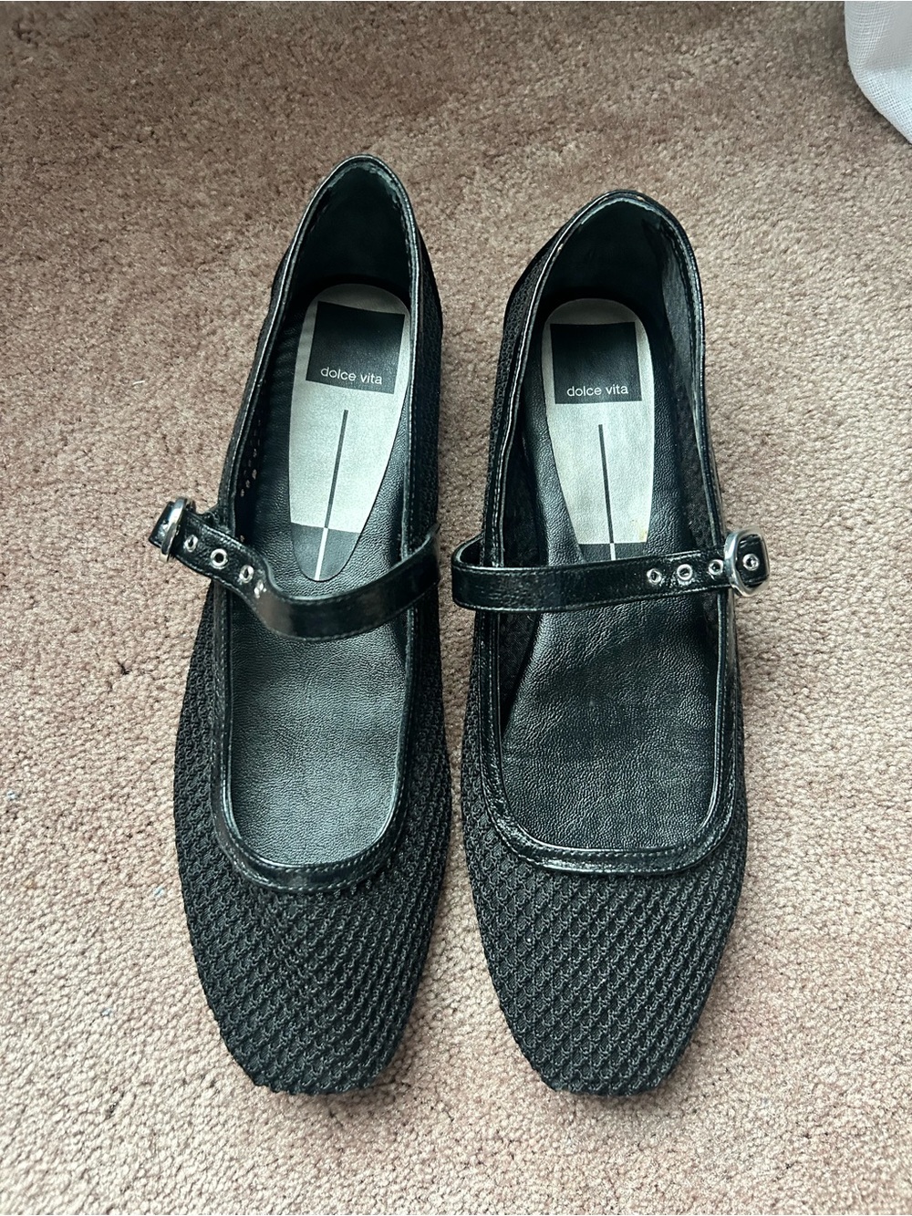 Dolce Vita Black Mary Jane Flats with Textured Toe